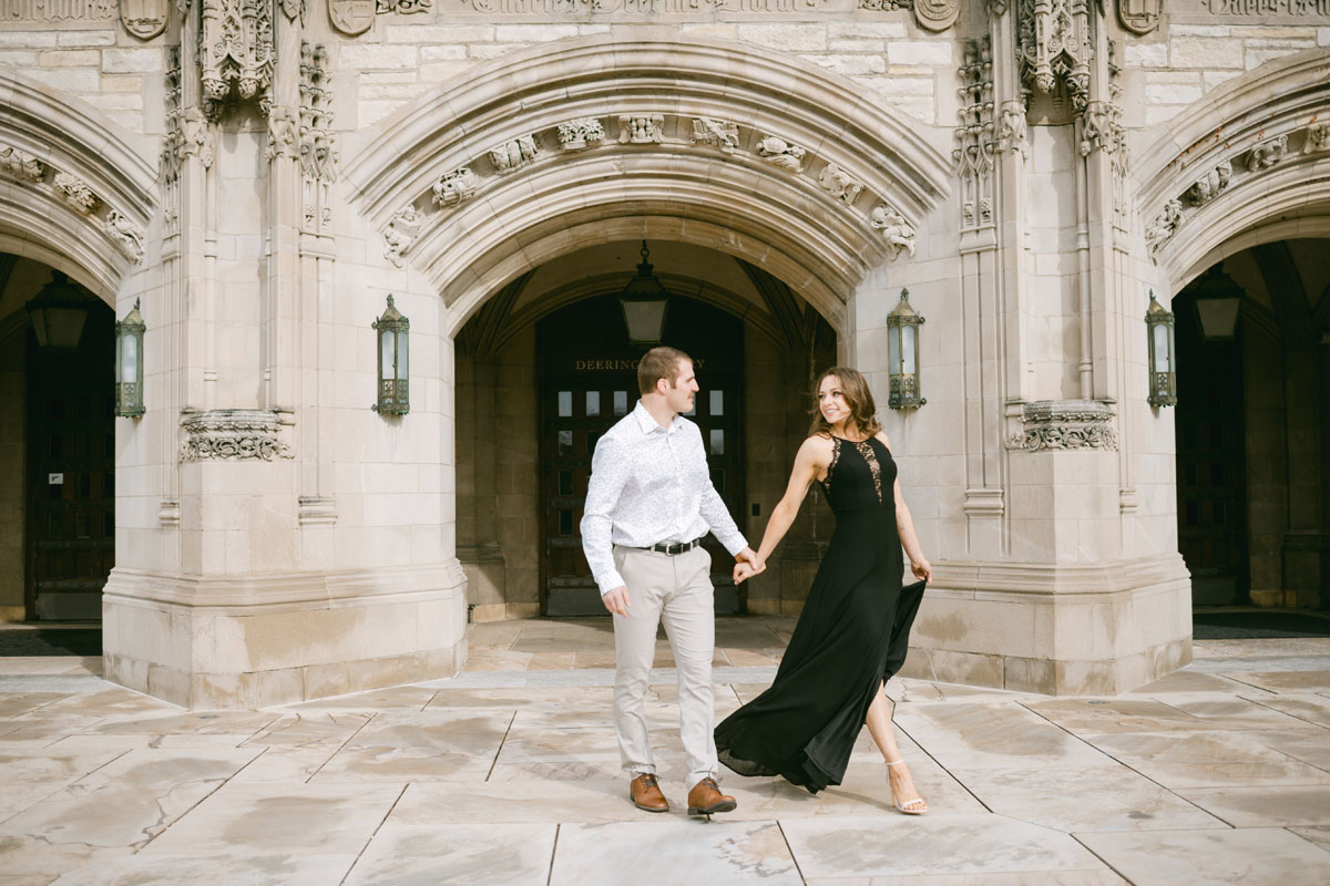 northwestern campus engagement shoot light and bright photographer