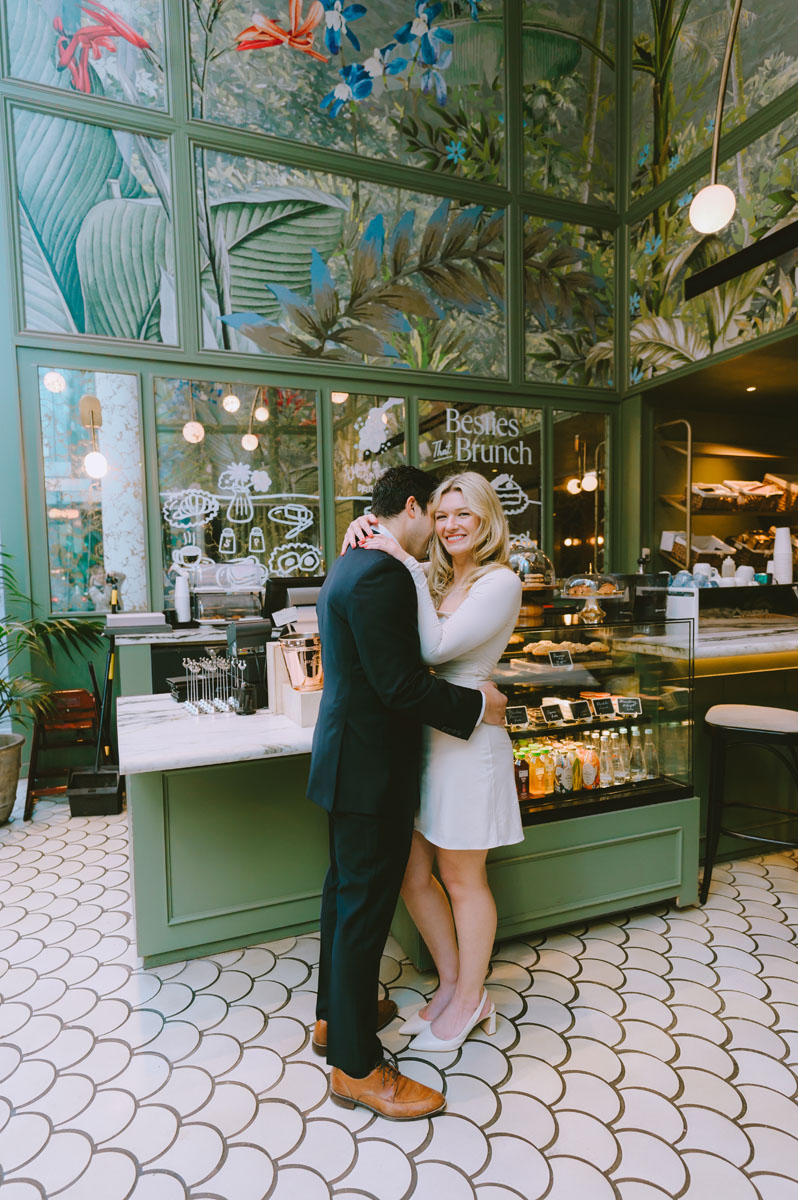 Pendry Chicago engagement shoot cute cafe light and bright true color photographer