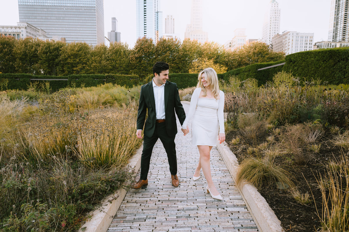 lurie garden fall engagement dreamy light and vibrant photographer