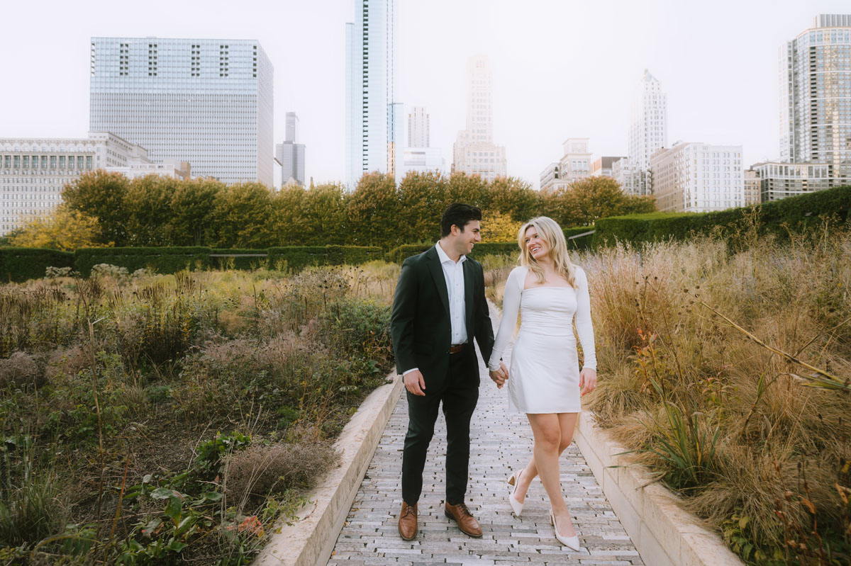 lurie garden fall engagement dreamy light and vibrant photographer