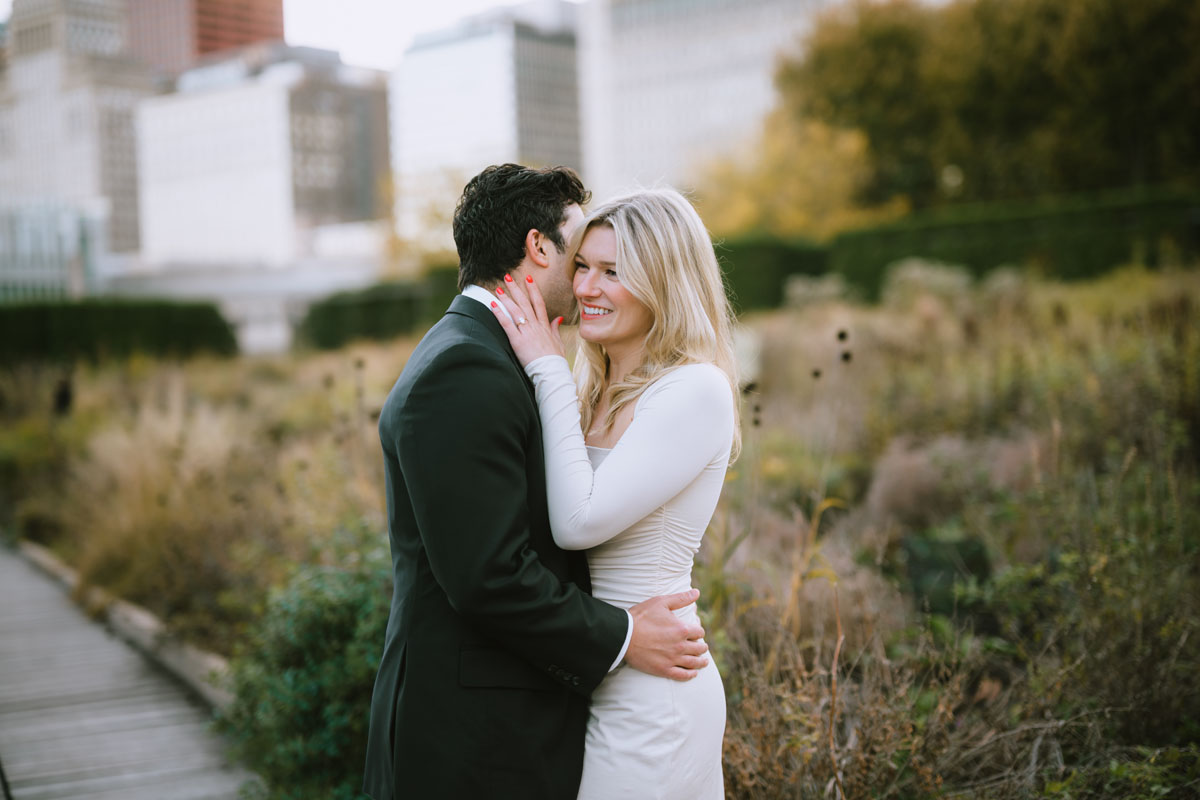 lurie garden fall engagement dreamy light and vibrant photographer