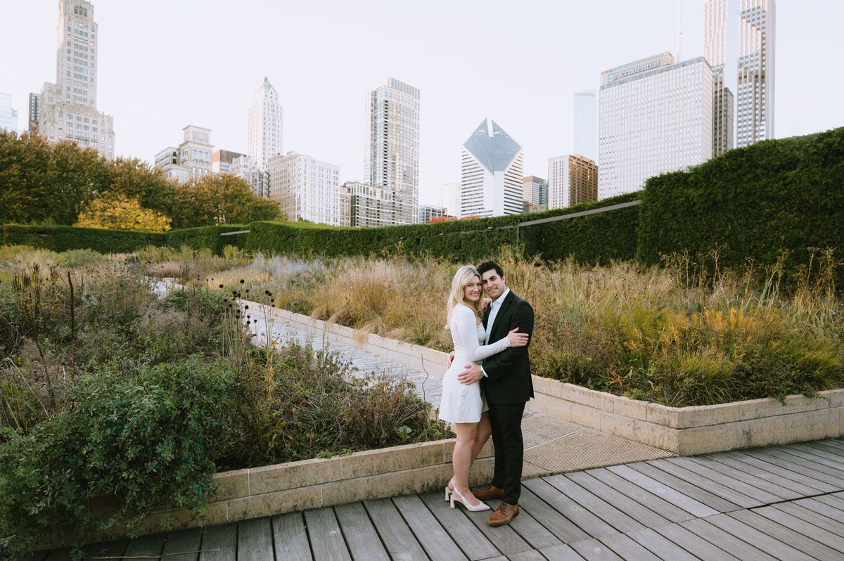 lurie garden fall engagement dreamy light and vibrant photographer