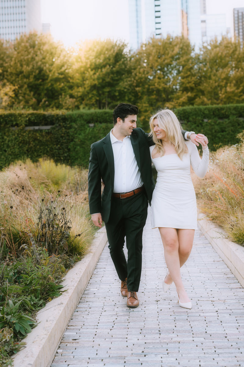 lurie garden fall engagement dreamy light and vibrant photographer