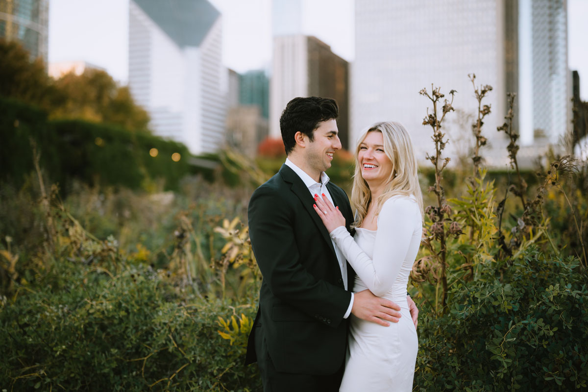 lurie garden fall engagement dreamy light and vibrant photographer