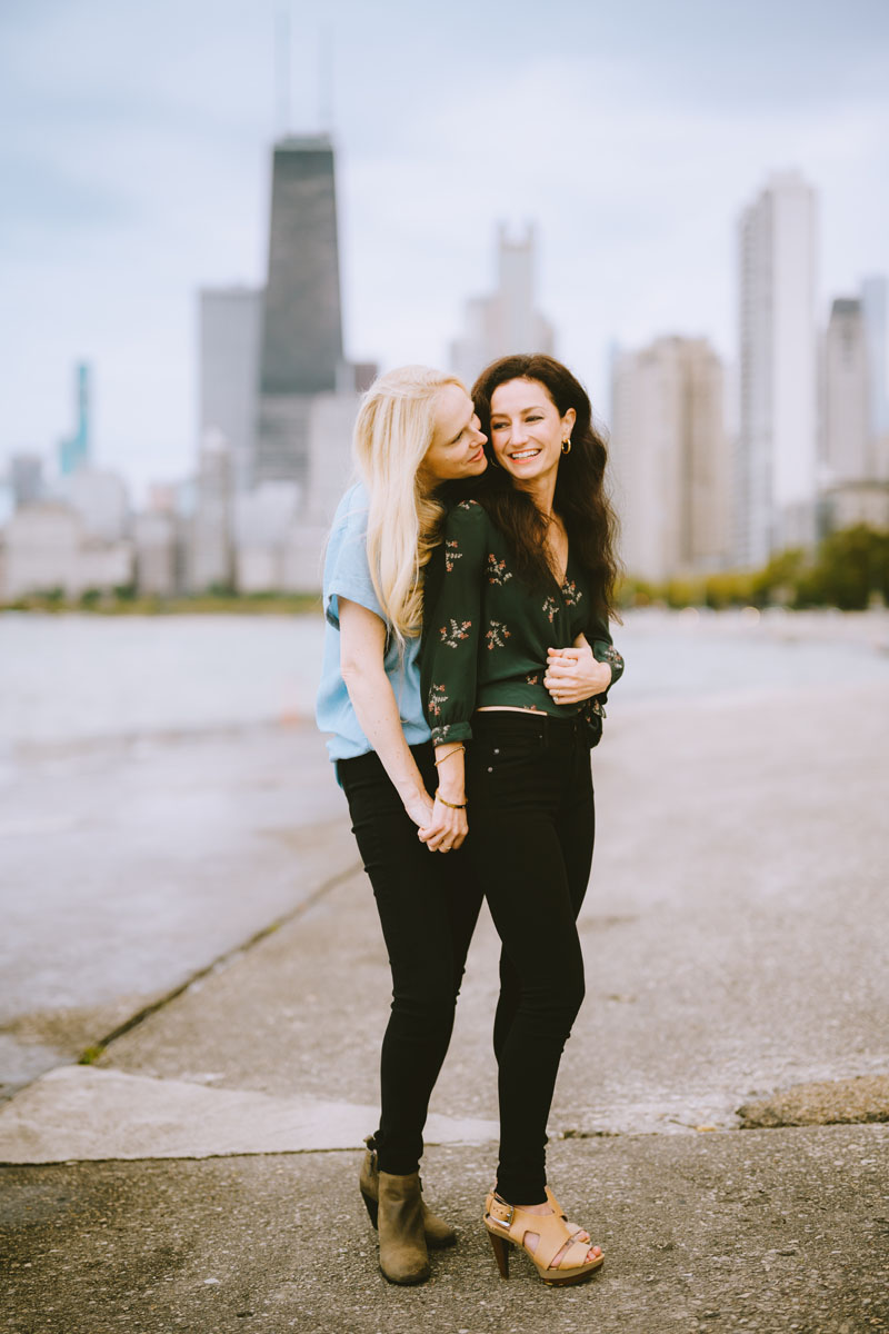 dreamy same sex north avenue beach engagement light and vibrant photographer