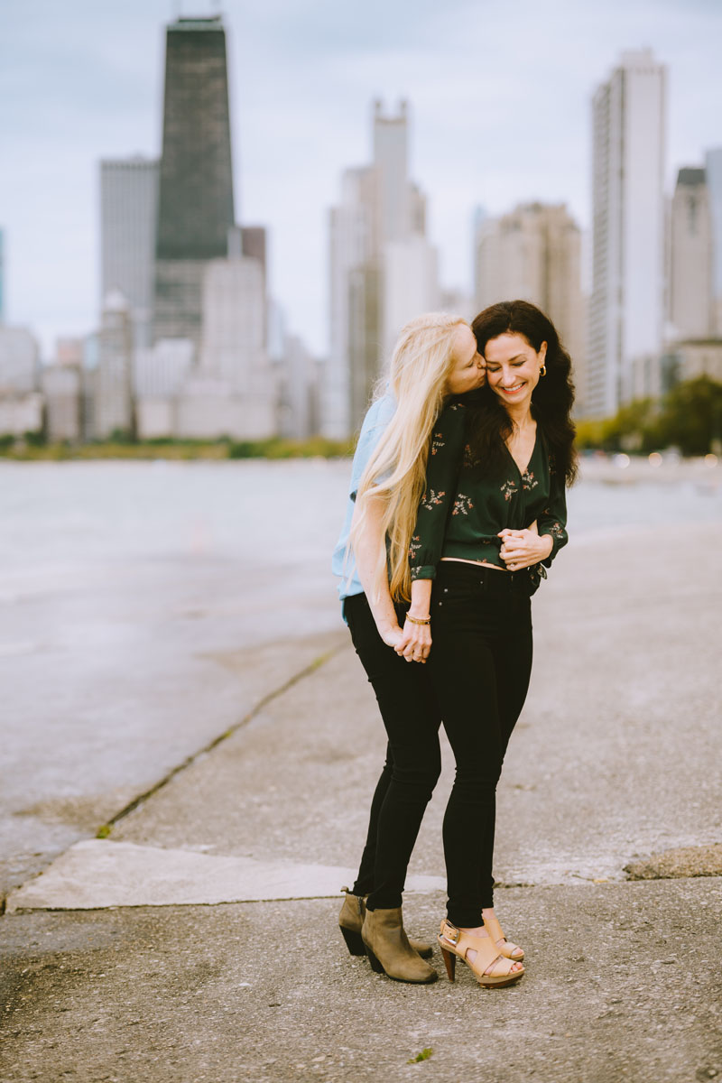 dreamy same sex north avenue beach engagement light and vibrant photographer