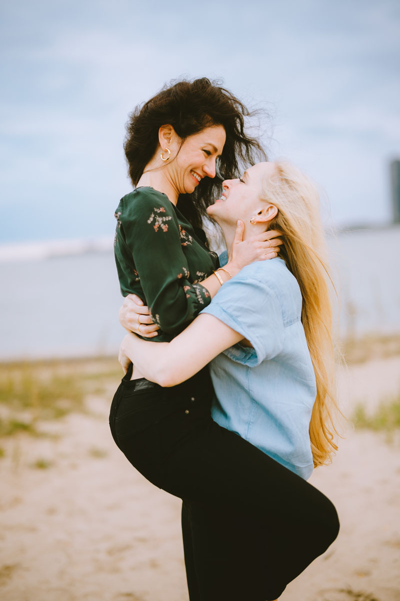 dreamy same sex north avenue beach engagement light and vibrant photographer